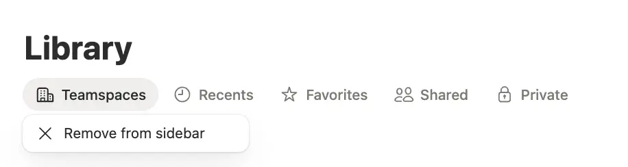 Eliminar biblioteca de la barra lateral