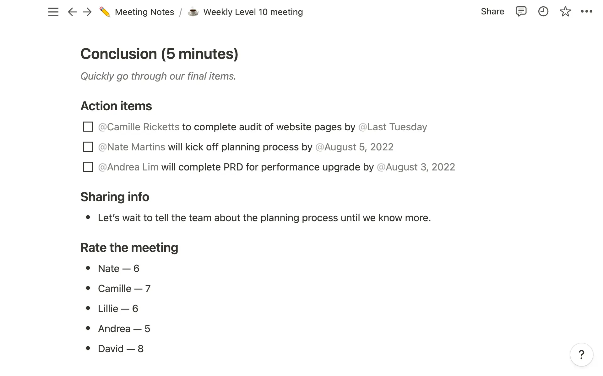 Una conclusión te ayuda a asegurarte de que la reunión sea útil.