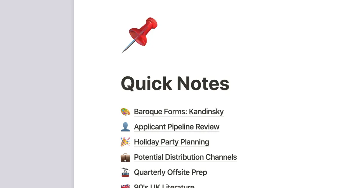Build a quick notes page in Notion