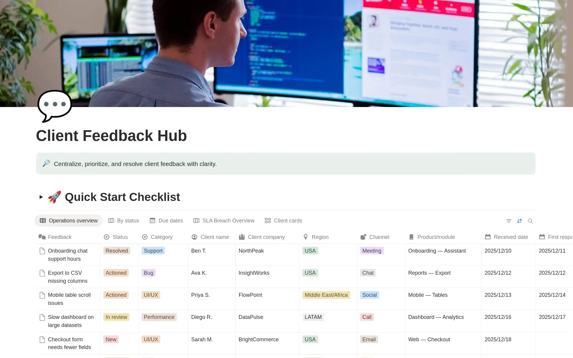 Client Feedback Hub Notion template