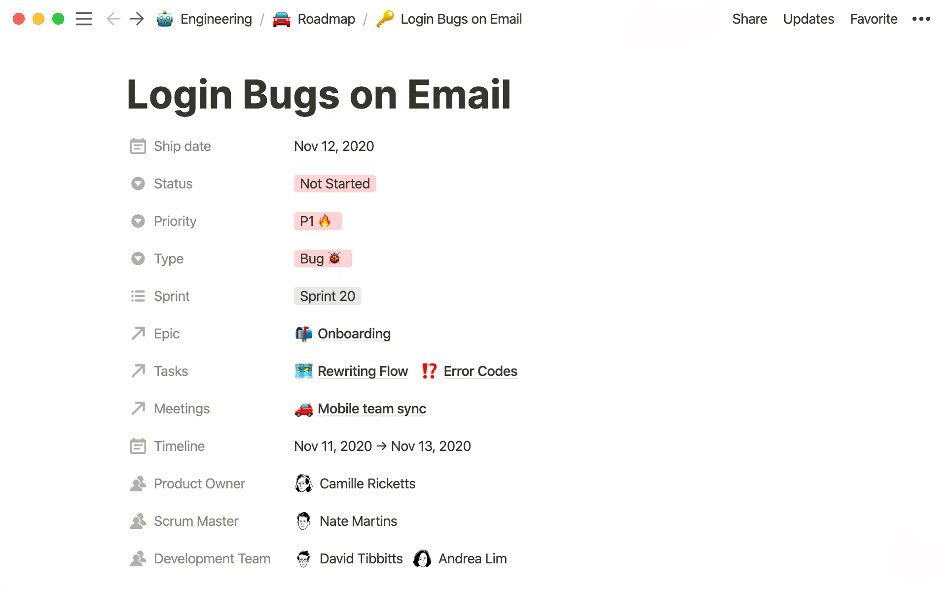Pages in Notion can hold all your team’s roles and responsibilities.