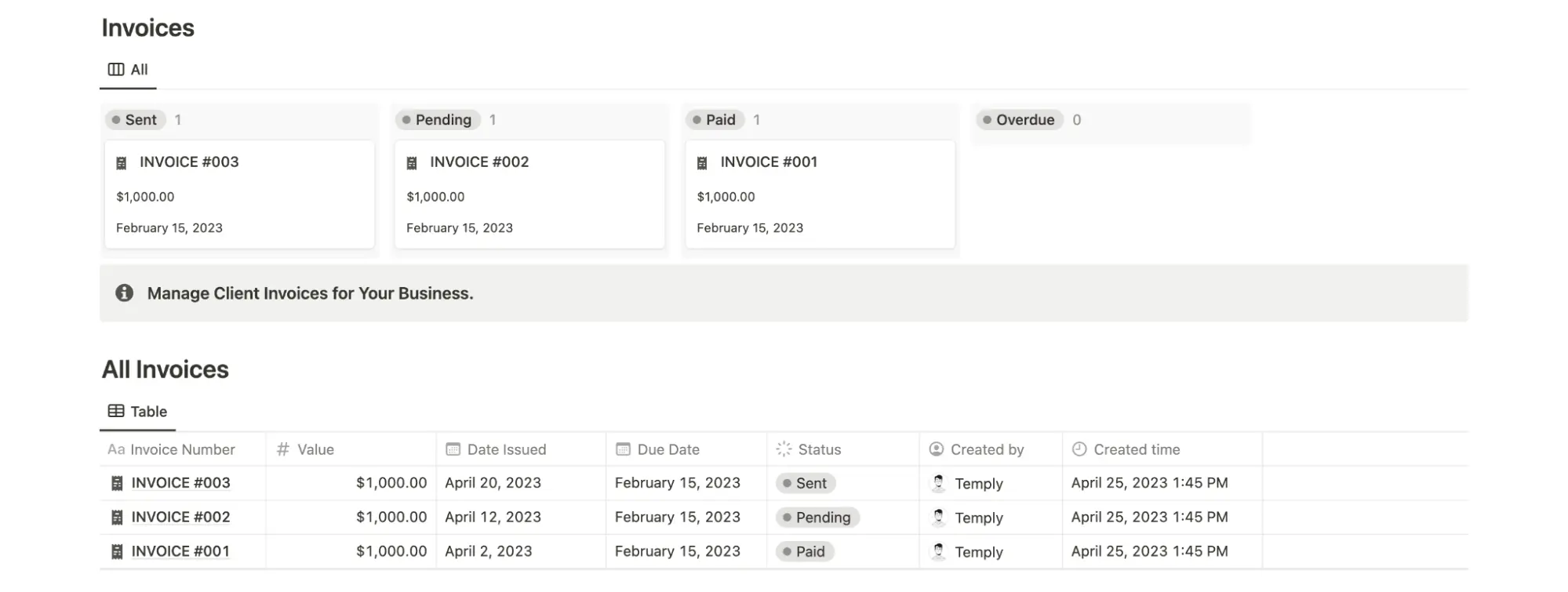 Invoices tracker