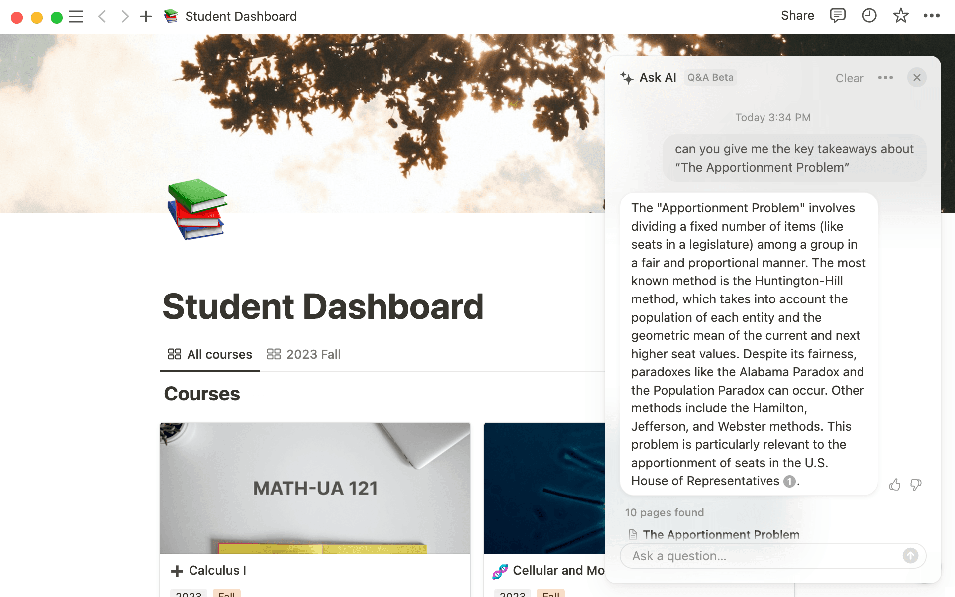 Extrae información de tus notas desde cualquier lugar de tu espacio de trabajo.