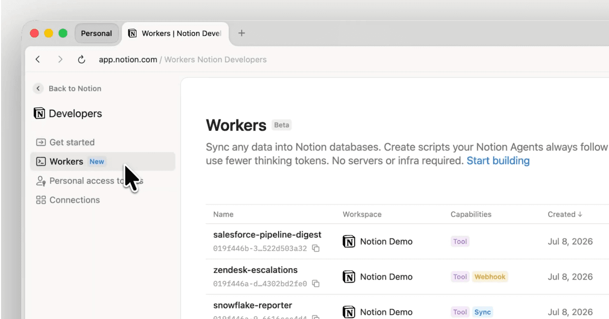 Compartilhe os workers do Notion com toda a equipe