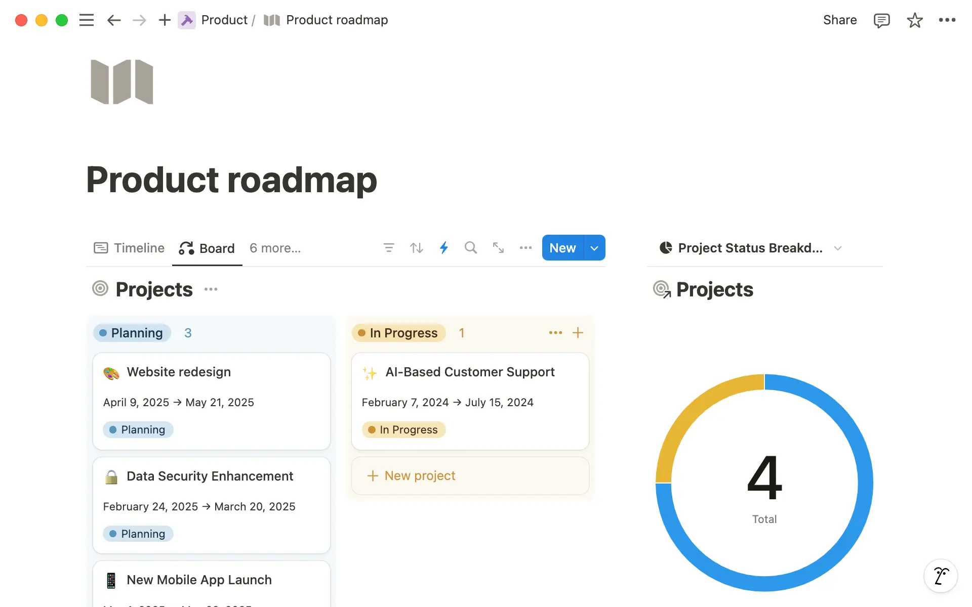 Your flexible product roadmap in Notion.