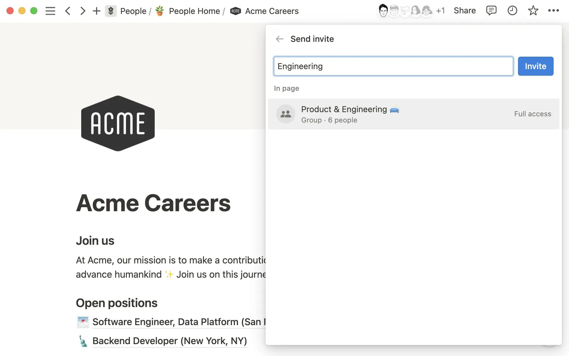 Uso compartido y permisos - compartir con grupo