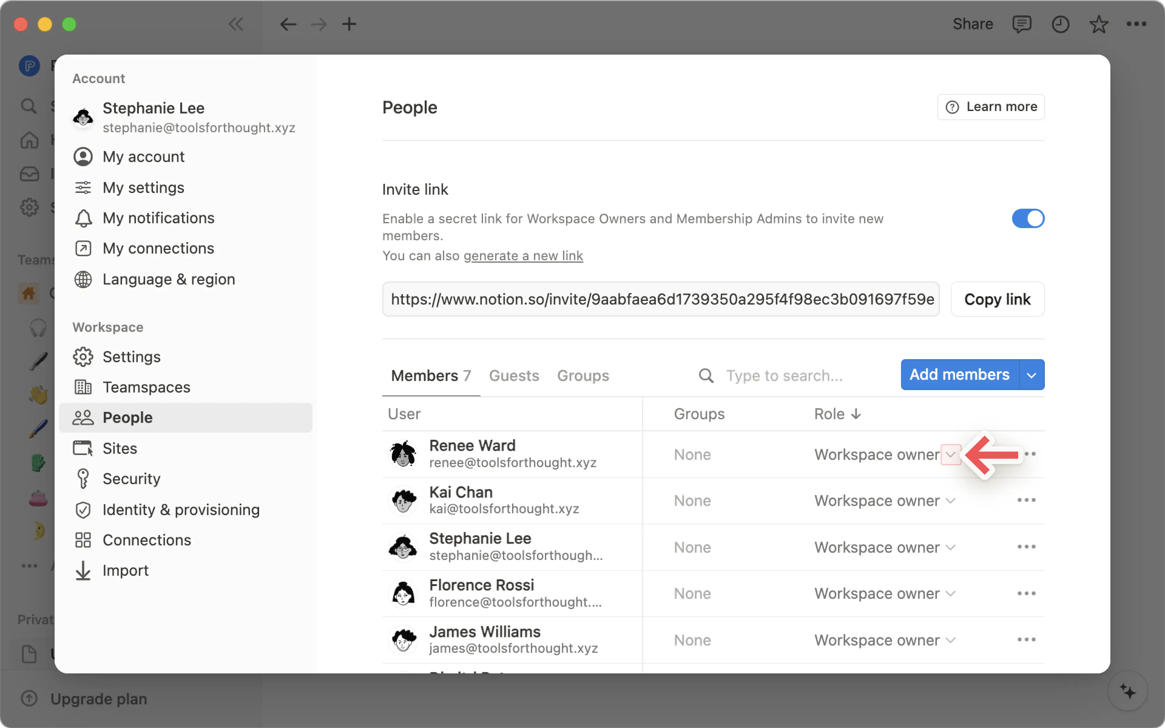 ca: cambiar el rol de un miembro