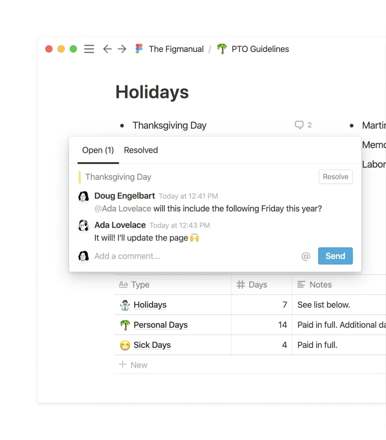 Comment anywhere to keep things up-to-date.