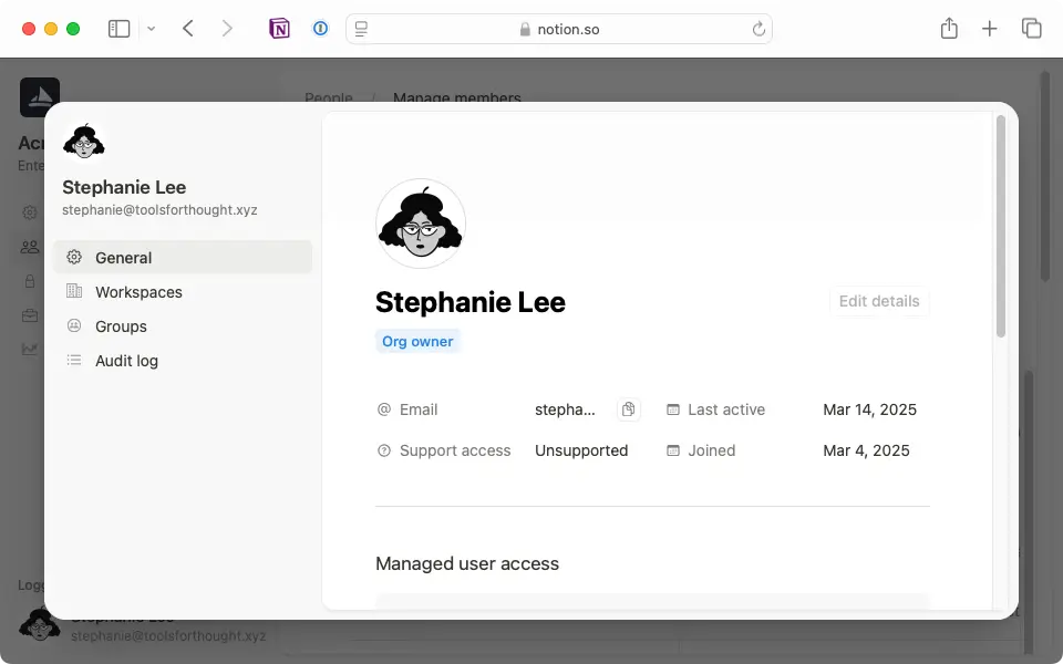Accede a la configuración de cada miembro para saber quiénes son propietarios de la organización.