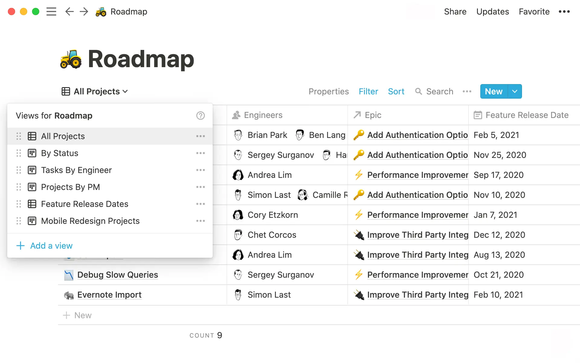 Notion product roadmap