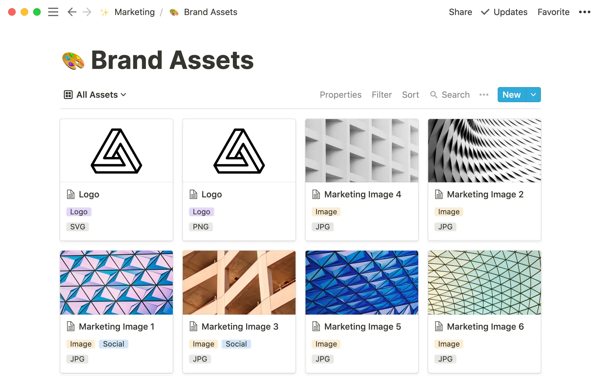 Navigating anything visual in a gallery view is a breeze. Plus, each card is its own page containing necessary files or information.