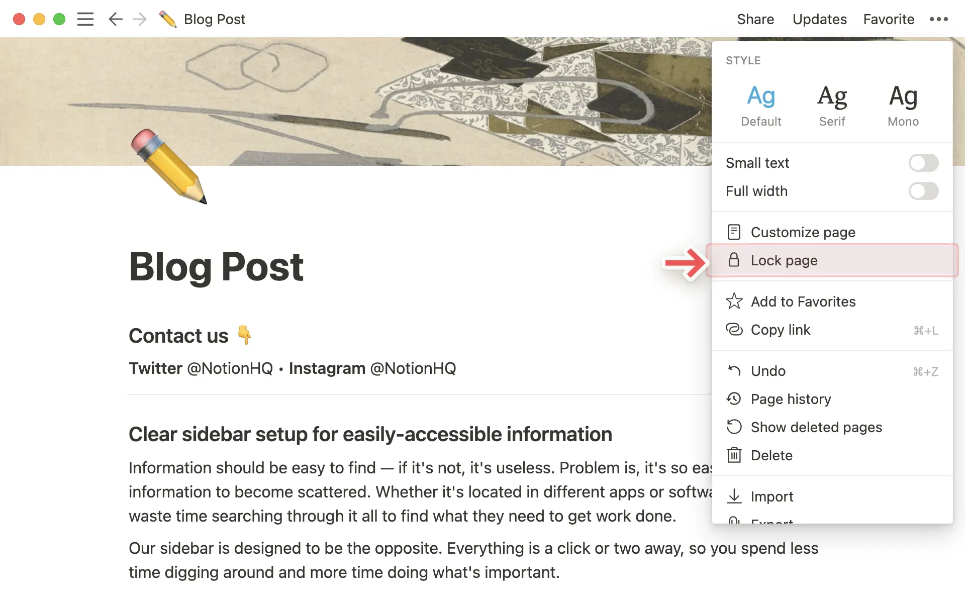Colaborar dentro de un espacio de trabajo - bloqueo de páginas