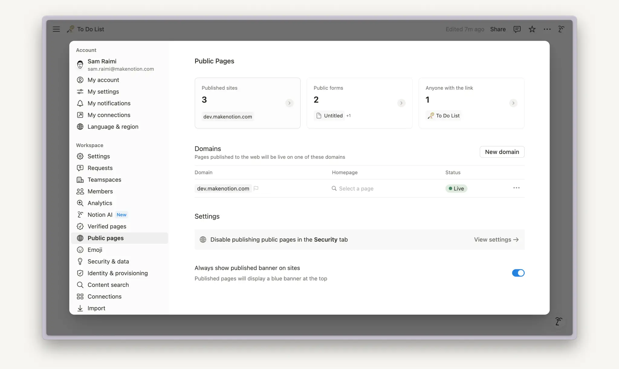 ca: gestionar sitios publicados con Notion Sites