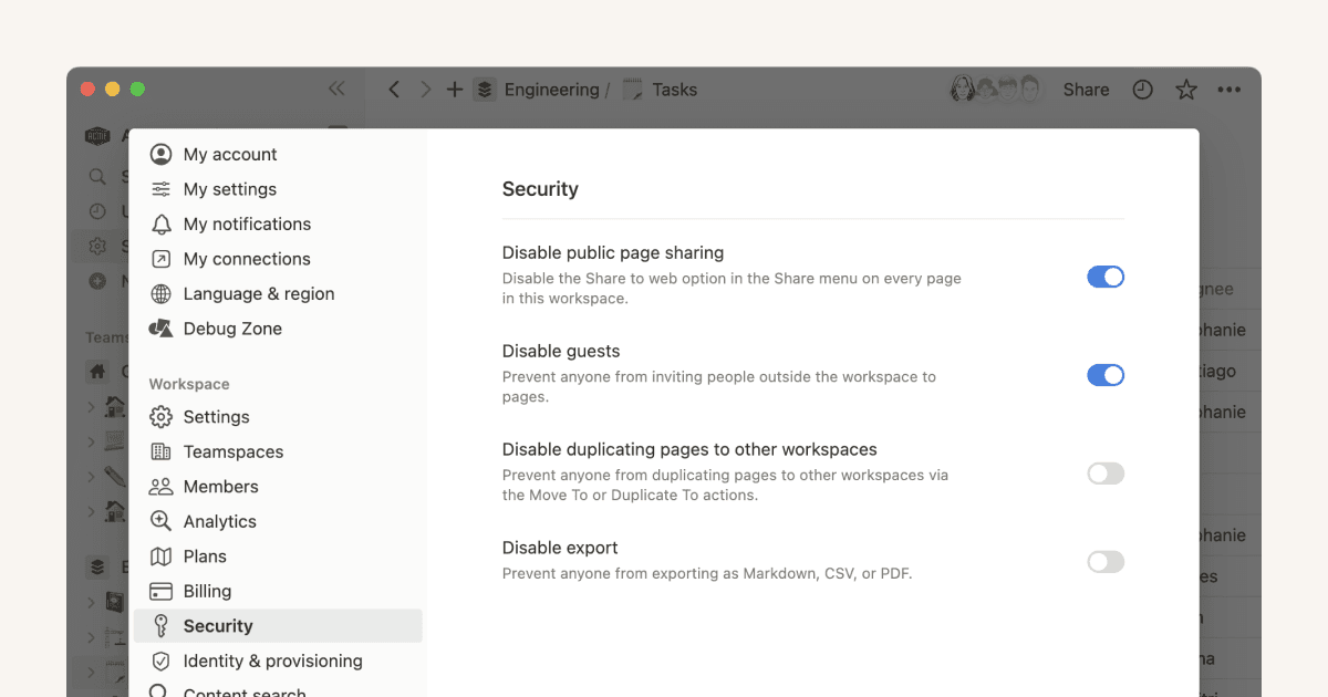 Disposiciones de seguridad de Notion Enterprise