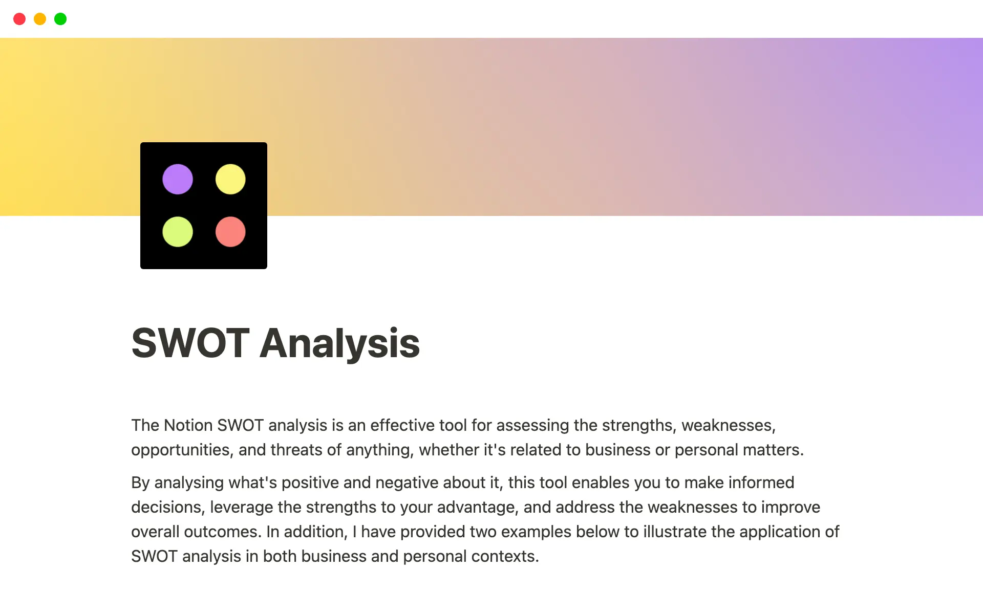 swot analysis recovery