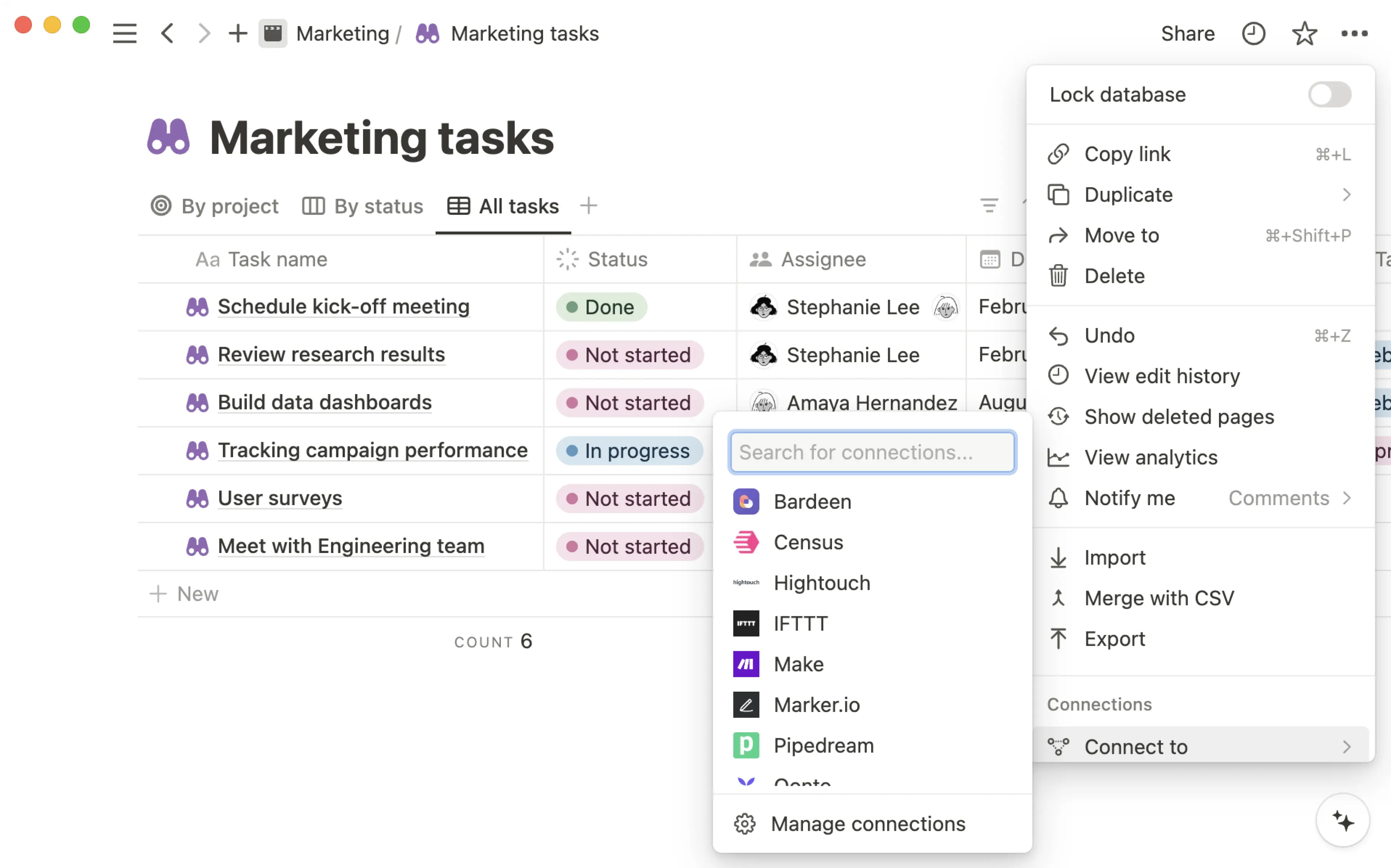 añadir menú de conexión