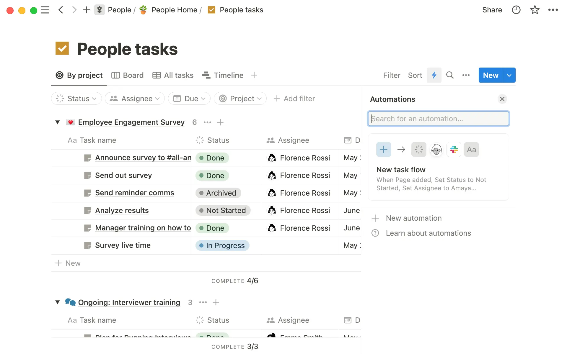 Puedes añadir automatizaciones a cualquier base de datos, pero son especialmente útiles para simplificar la gestión de proyectos y tareas.