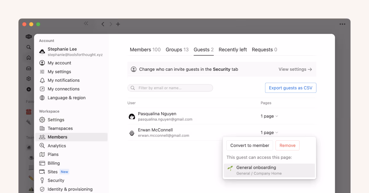 ¿Quién debería ser miembro del espacio de trabajo y quién debería ser invitado?